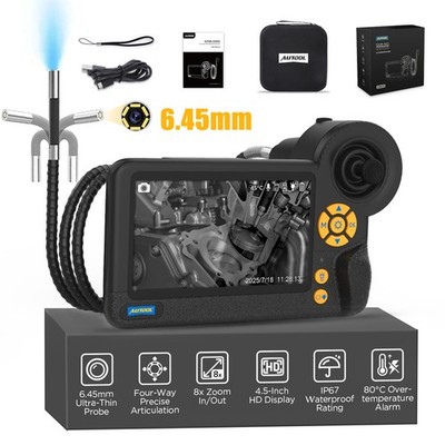 Industrial Endoscope Camera 360° HD 4.5'' Articulating Borescope Camera 6.45mm