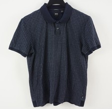 Hugo Boss Paylay 55 Men's XL Short Sleeve Blue Macro Pupstooth Check Polo Shirt