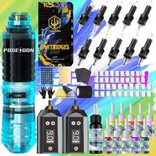 POSEIDON Tattoo Pen Kit Dual 1400mAh RCA Batteries 3.5mm 12000RPM