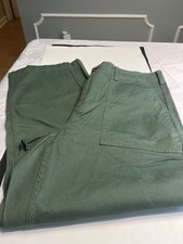 Lands End Green Flat Front Pockets Straight Leg Canvas Chino Pants Women s Sz 16