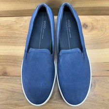 Ecco Soft 7 Loafer Slip On Womens 10 10.5 EU 41 Blue Perf Nubuck Leather Comfort