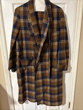 Vintage 60 s 70 s Pendleton Plaid Wool Robe Med Brown Plaid USA MADE