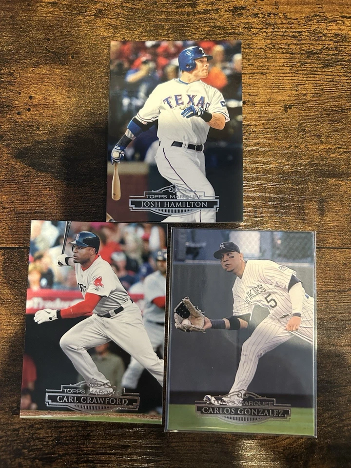 2011 Topps marquee 3 Cards - Josh Hamilton, Carl Crawford & Carlos Gonzalez - Image 2 of 4