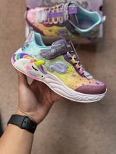Image of Skechers Junior Girls Unicorn Dreams Sneaker Purple Trim Uk 1.5 Brand New