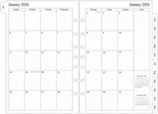 2025-2026 Monthly Planner Refills 5.5 X 8.5 Inch for 3 Ring or 7 Ring Binders