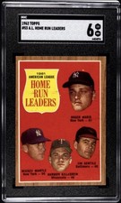 Mickey Mantle Roger Maris 1962 Topps #53 AL Home Run Leaders SGC 6