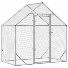 Chicken Cage Farm Chicken Coop Chicken Run Cage Silver Galvanised Steel vidaXL