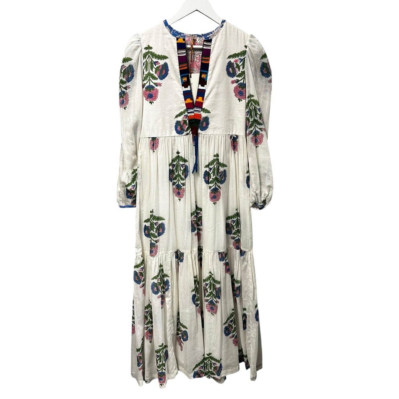 NWT Alix of Bohemia White Multi Paradise Oahu Print Maxi Dress Womens XS Boho image 2