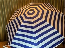 Beach Tilting Parasol Umbrella 1.8m Patio Garden Outdoor Sun Shade Blue/ White