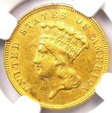 1868 Three Dollar Indian Gold Coin $3 - Certified NGC XF Details - Rare Date!