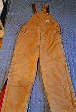 Vintage Carhartt R02 BRN Bib Overalls 40x30 Double Knee Quilt Lined USA UNION
