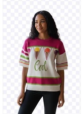 Vintage FIA Italia Women’s Sweater Handloomed Embroidered “COOL” Size Medium NWT