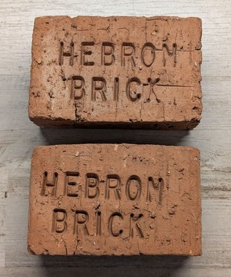 2 Vtg HEBRON BRICK Embossed Red Clay Bricks Rustic Decor Paperweight Small 4''
