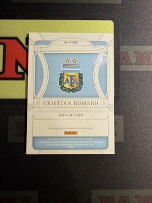 2022 Panini National Treasures Argentina Cristian Romero Auto On