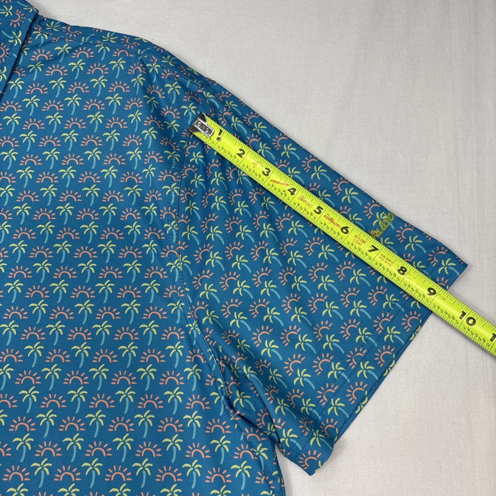 Chubbies Polo Men's Large Blue Palm Tree Sun Beach Performance Stretch Casual