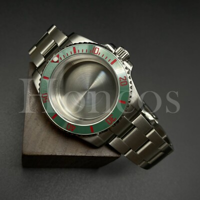 Custom Made MODS Watch Case and Bracelet Fits for NH34/35 Movement Silver GN/Red