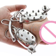 Stainless Steel CBT Male Ball Stretcher Squeezer Testicle Spiked Scrotum Pendant