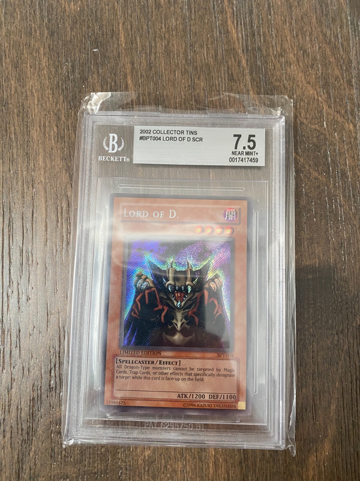 2002 BPT004 Lord of D Collector Tin SCR Graded 7.5 NM+ Yugioh
