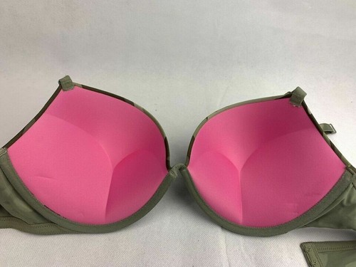 Victoria's Secret rosa grün tarnfarbener Super Push-Up-BH GRÖSSE 32C - Bild 6 von 12