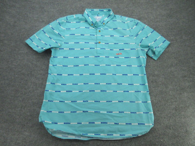 Chubbies Shirt Mens Large Blue Surfer Short Sleeve Button Up Pullover Adult L