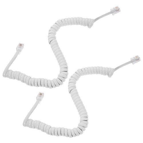 2 Pcs White Copper Abs Telephone Cord Handset Landline Spring Spiral