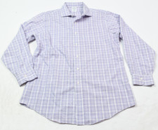 Brooks Brothers REGENT Shirt Mens 16 Purple White Plaid Long Sleeve Button-Up