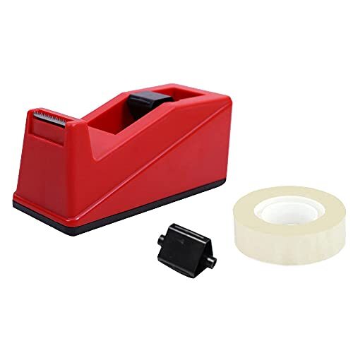 Classic Desktop Tape Dispenser,1 in Core,Non-Skid Base - with 1 Premium Red