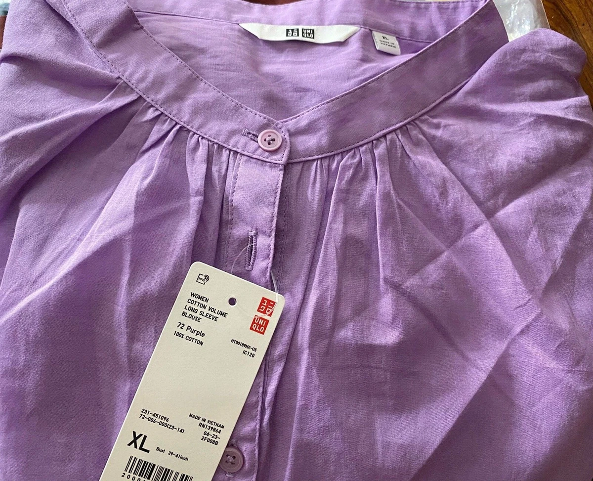 UNIQLO Cotton Volume Long-Sleeve Blouse XL new with tag purple color