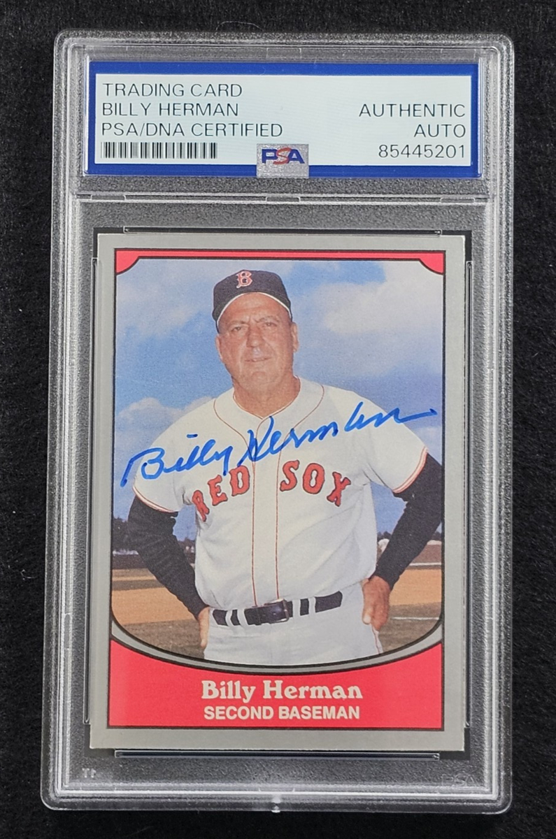 BILLY HERMAN Signed Baseball Card-HOF-BOSTON RED SOX-PSA