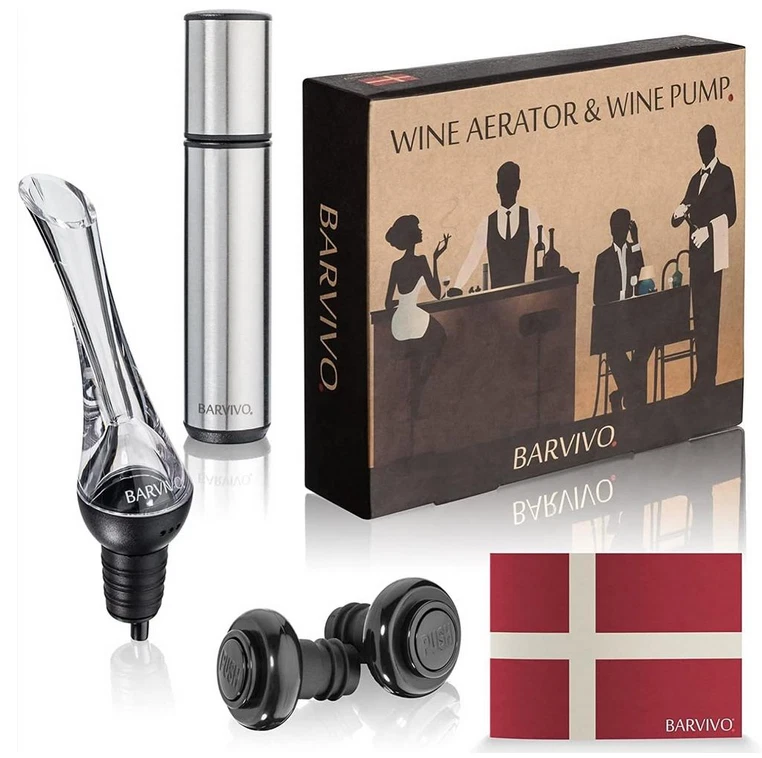 Tyenaza Set Tappi per Vino Sottovuoto, Confezione da 4 Tappi Salvavino con Pompa a Vuoto Incorporata, Tappi per Bottiglie in Silicone Riutilizzabili E a Tenuta Stagna