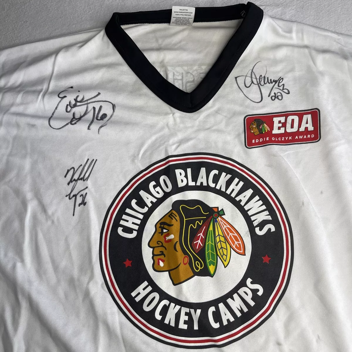 RARE CHICAGO BLACKHAWKS Eddie Olczyk Signed Auto Jersey EDZO EDDIE JSA