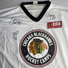 Autographs Eddie Olczyk Chicago Blackhawks Signed Jersey M Jamal Mayers Stalberg