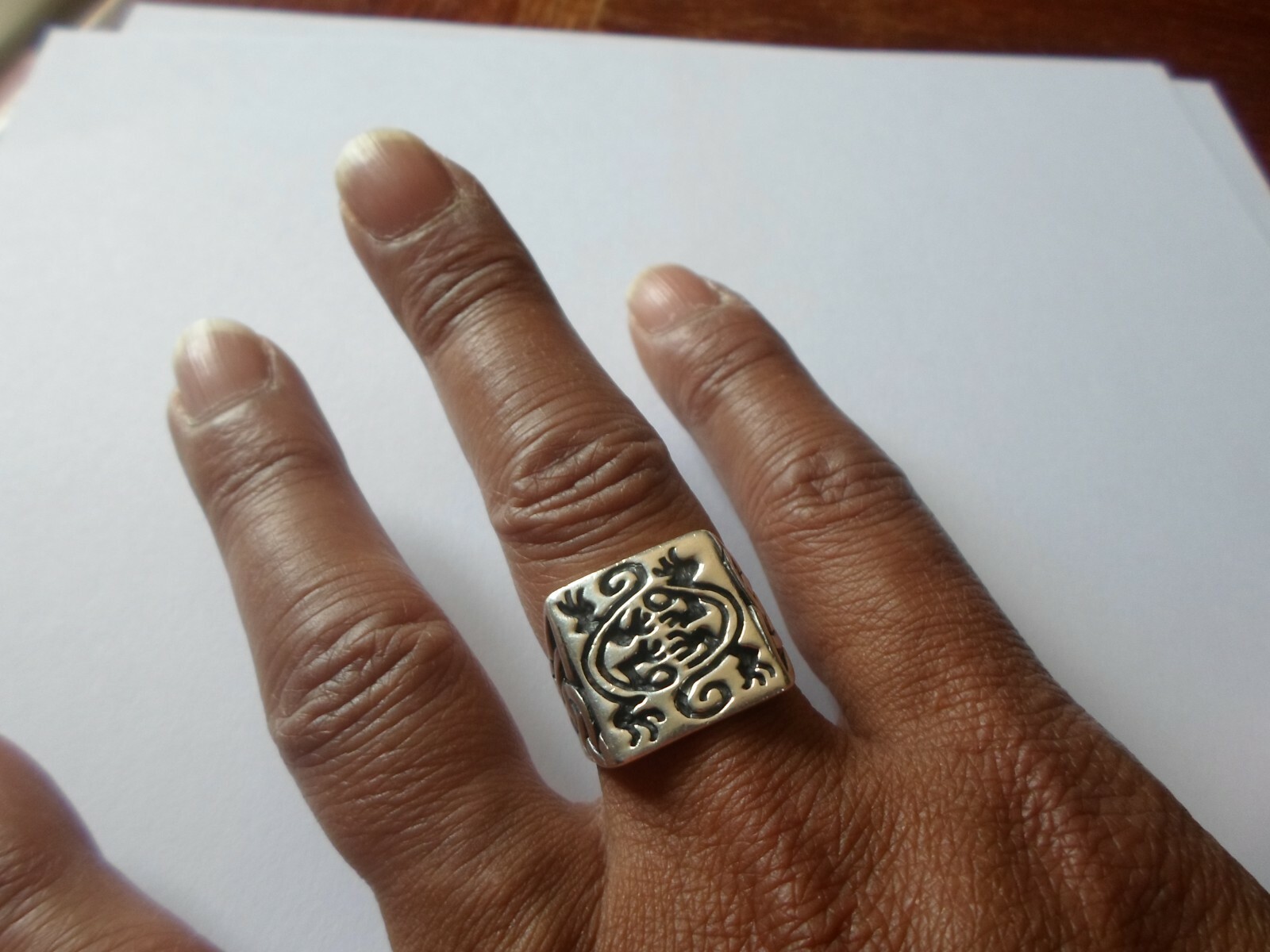 solid silver ring, knight, arabesques, size 58 - image 1