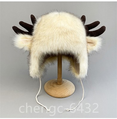 Elk Horn Hat Warm Winter Cute Windproof Cold Proof Outdoor Cotton Hat Adult Kid