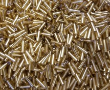 4oz 3,500 pcs Metallic Gold Size 3 Glass Tube Bugle Loose Beads 6mm 1/4"