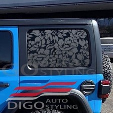 Fits 2018-2025 Jeep Wrangler Jl Jlu 4 Door Window Floral Flowers Decal Sticker