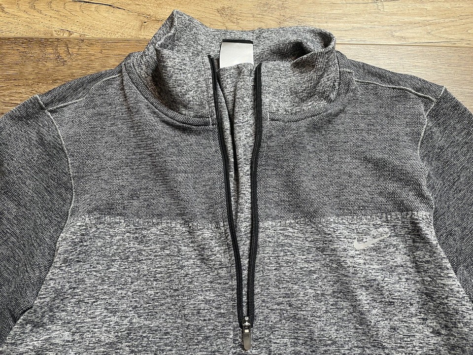 Nike Women Athletic 1/4 Zip Mock Neck Shirt Medium Gray Heather Running