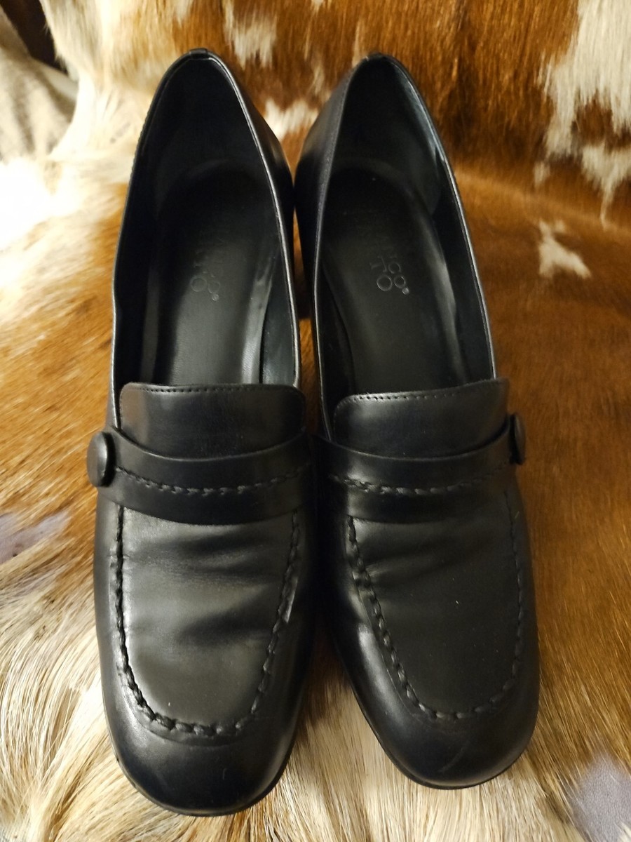 Franco Sarto Womens Black Leather Heeled Loafer Size 9 | eBay display picture 2