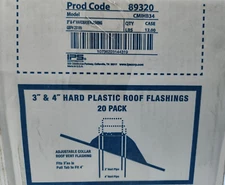(20)Gibraltar Roof 3", 4" Adjustable Pipe Flashing Plastic Base & Rubber Collar
