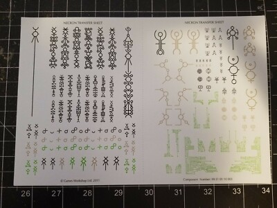 28mm Warhammer 40k 40000 Sci-Fi Kill Team Necron Transfer Decal Sheet 