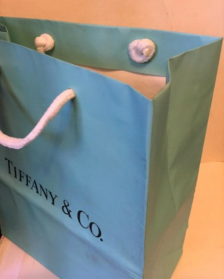 Tiffany & Co. Empty Shopping Gift Bag Blue Paper Bag Med 8" x 10" Reusable - Image 3 of 4