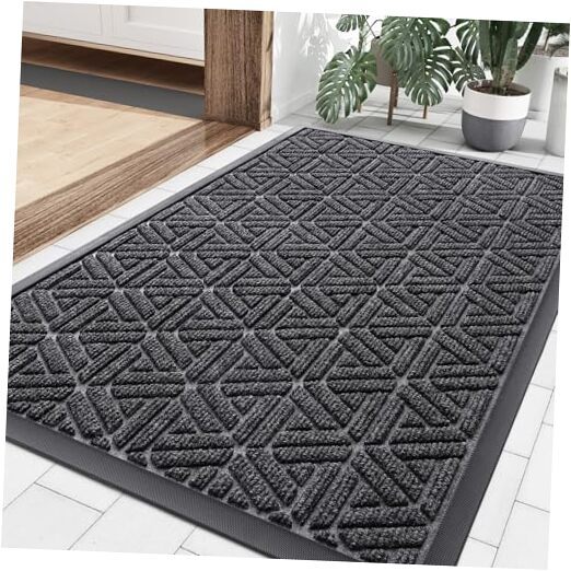 Front Door Mat Outside Entrance, Heavy Duty Natural Rubber Doormat, Trap Dirt