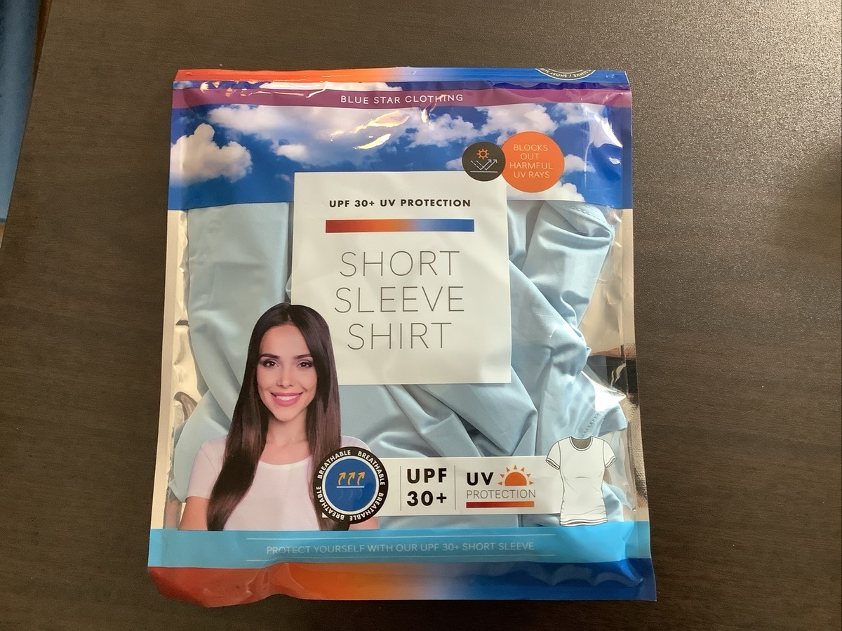 Blue Star XL UPF 30+ UV Protection Sky Blue Breathable Short Sleeve Shirts