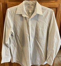 Van Heusen Mens Dress Shirt White Yellow Plaid Wrinkle Free Regular Fit 16 34/35
