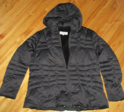 Calvin Klein 1X Plus Black Poly Inside Fleece Down Hooded Warm Jacket NWT NICE