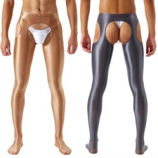 Pantimedias de entrepierna abierta ultra brillantes para hombre Medias sin entrepierna Pantalones ajustados