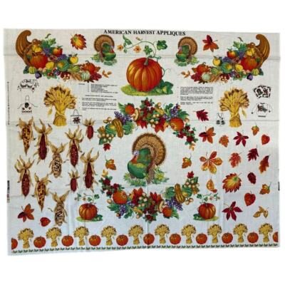 Vntg Thanksgiving American Harvest Applique - Concord Fabric Cotton Panel