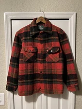 VTG 70’s 1978 Canadian Lumber Jac Bell Shirt Red Wool Flannel Men’s Size: Medium