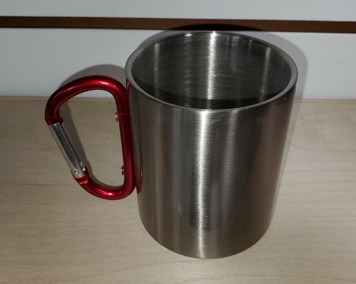 10oz Stainless steel tumbler coffee cup sublimation on metal w carabiner  handle | eBay