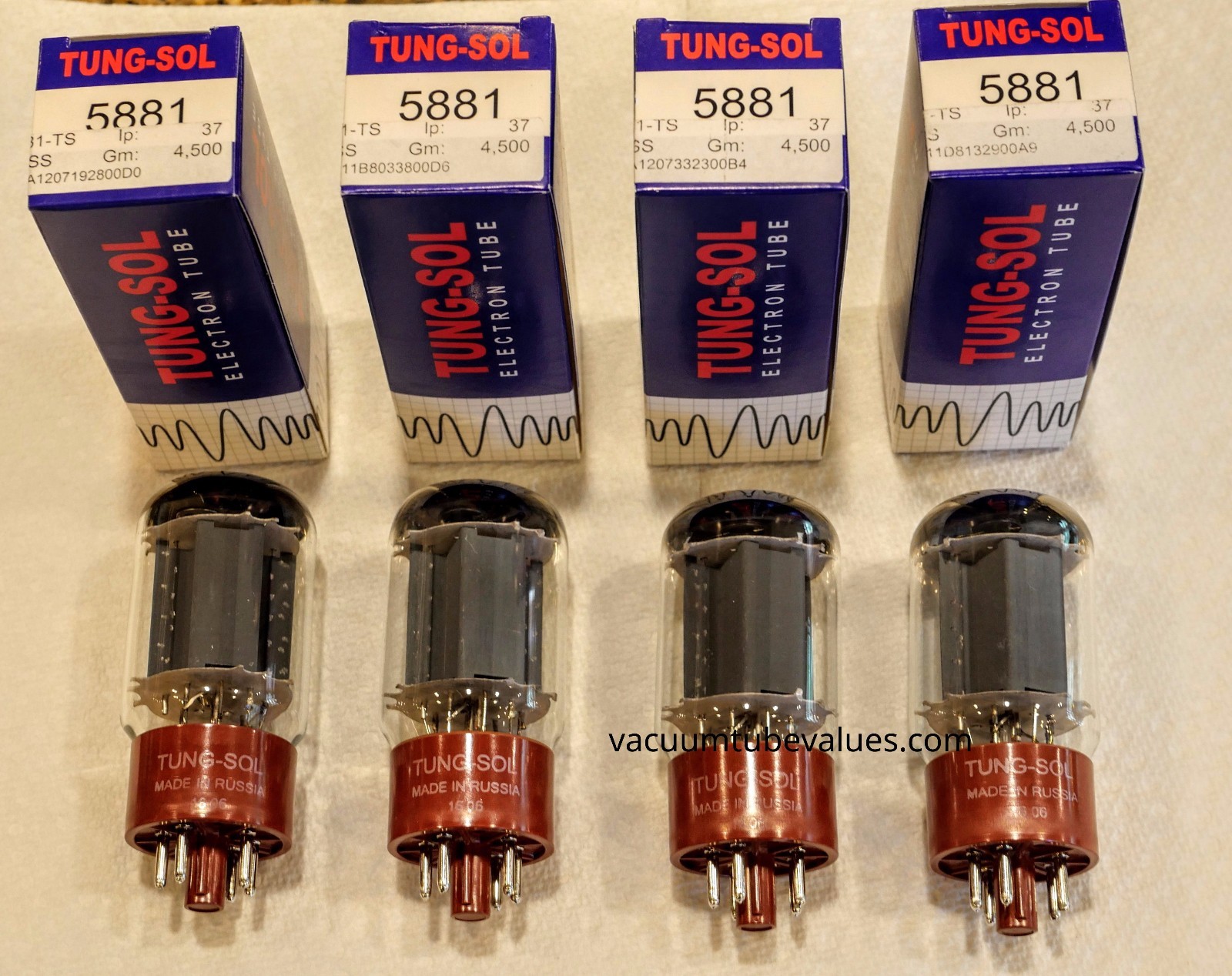 Tung-Sol Factory Platinum Matched QUAD  NEW NIB 5881 (6l6 type) tubes FOUR 